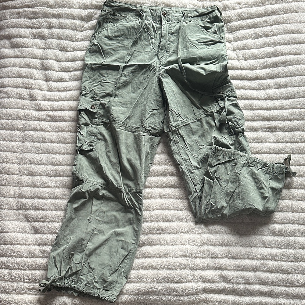 Anthropologie Green Cargo Joggers